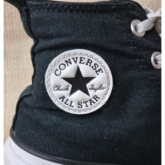 Youth Black & White Chuck Taylor All Star Lugged Heel Platform Sneaker Size 6 - Picture 7 of 11